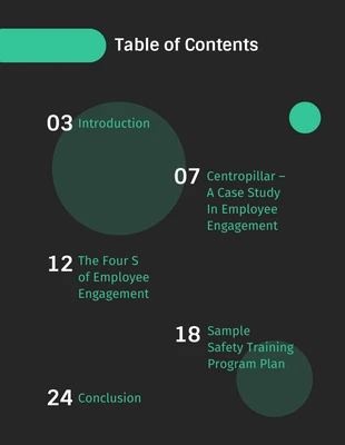 Free  Template: Dark Employee Safety Handbook Template Table of Contents