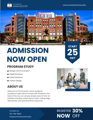 Blue and White Modern University Promotion Template