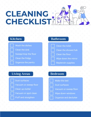 Free  Template: White Simple Illustration Cleaning Checklist