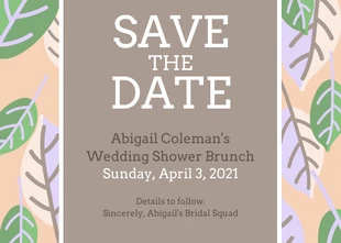 Free  Template: Save the Date Wedding Shower Invitation