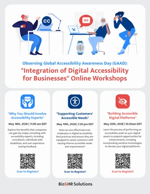 business and accessible Template: Folleto del taller en línea sobre integración de la accesibilidad digital para empresas