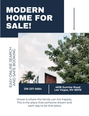 Free  Template: White And Blue Minimalist Home For Sale Flyer