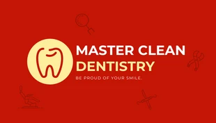 Free  Template: Cartão De Visita Dental Ilustração Minimalista Vermelha