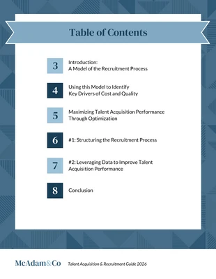 Free  Template: HR Talent Acquisition Guide Table of Contents