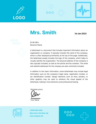 Free  Template: White And Blue Minimalist Doctor Letterhead Template