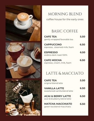 Free  Template: Dark Brown And Beige Modern Aesthetic Coffee Breakfast Menu