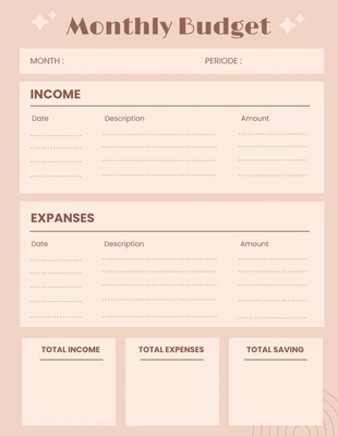 Free  Template: Brown Minimalist Monthly Budget Template