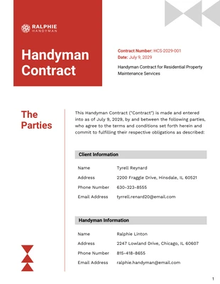 business  Template: Handyman Contract Template
