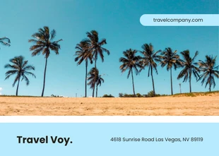 Free  Template: Carte postale de voyage de plage, simple, moderne et minimaliste, bleue