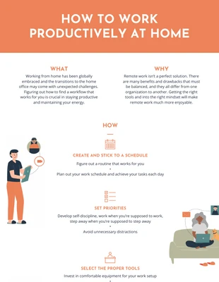 premium  Template: Infographie Orange sur le travail à domicile