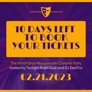 Free  Template: Countdown zum Mardi Gras-Event-Promotion-Instagram-Beitrag
