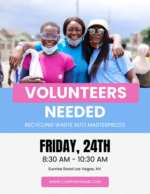 Free  Template: Pink and Blue Recycle Event Volunteer Poster