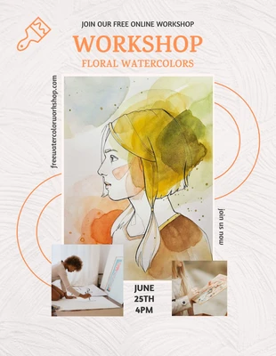 Free  Template: Cream Modern Texture Painting Workshop Flyer