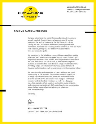 premium  Template: Carta intestata gialla dell'Università