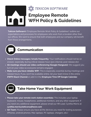 Free  Template: Employee Remote WFH Policy Guide Infographic