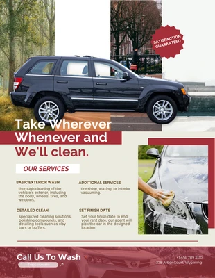 Free  Template: Beige and Maroon Car Wash Poster