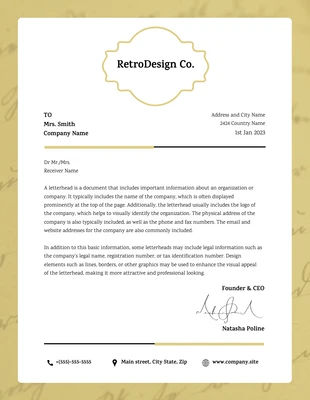 Free  Template: White And Yellow Retro Texture Vintage Letterhead Template