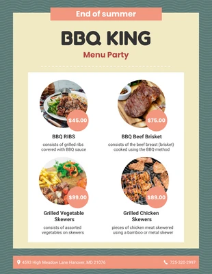 Free  Template: Teal green illustration BBQ menu party
