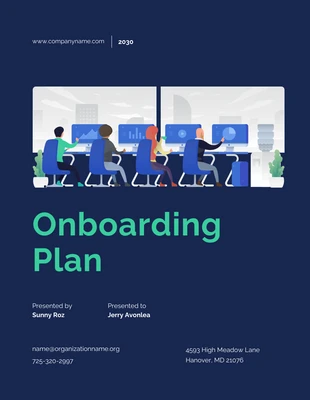Dark Blue And Green Onboarding Plan