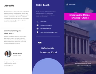Free  Template: Navy And White Minimalist Clean College Brochures