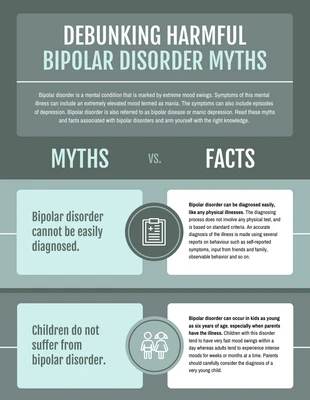 premium  Template: Bipolare Störung Mythen vs Fakten Vergleich Infografik