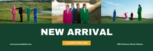 Free  Template: Banner de roupa nova minimalista verde escuro e amarelo