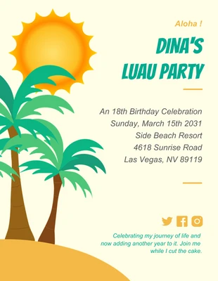 Free  Template: Green Simple Illustration Beach Luau Party Invitation