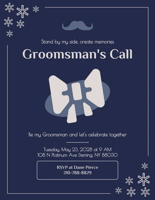 Free  Template: Navy And Grey Groomsman Invitation