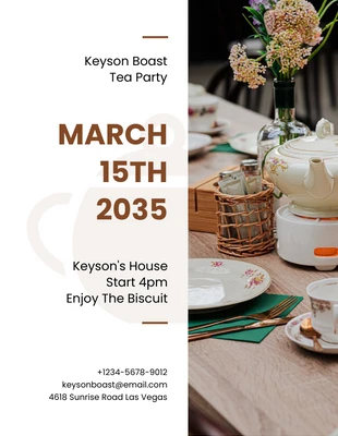 Free  Template: White And Brown Modern Simple Minimalist Tea Party Invitation