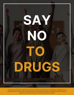 Free  Template: صورة سوداء بسيطة قل لا لملصق التوعية بالمخدرات