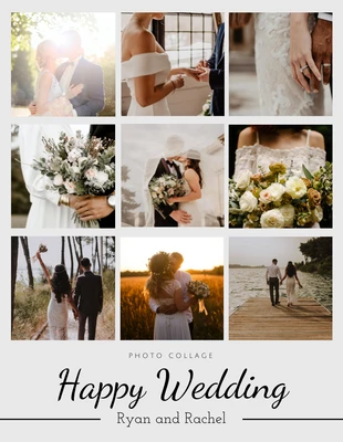 Free  Template: Grey Simple Wedding Photo Collages