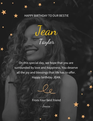 Free  Template: Birthday Greeting Poster Black And White