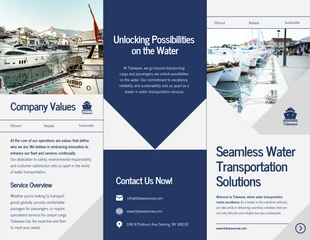 Free  Template: Water Transportation Services Brochure