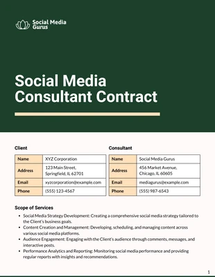 Free  Template: Social Media Consultant Contract Template