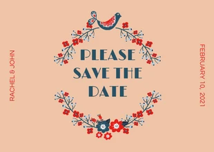 Free  Template: Convite "Save The Date" com círculo floral