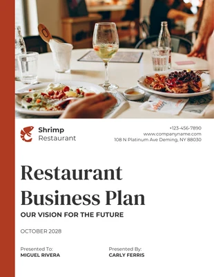 Free  Template: Branco e Laranja Elegante Moderno e Simples Plano de Sucessão de Restaurante
