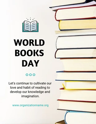 Free  Template: Poster Leitura do Dia Mundial do Livro com Foto Simples Branca