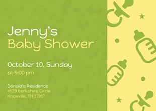 Simple Green Baby Shower Invitation