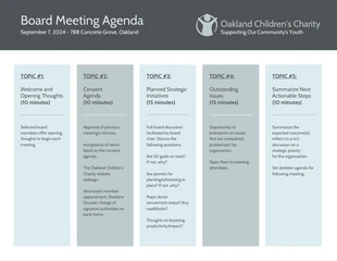 Nonprofit Charity Board Meeting Agenda