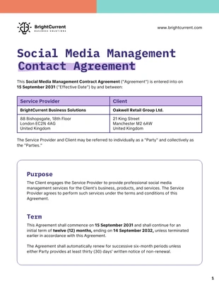 Free interactive Template: Vorlage für einen Vertrag zur Social-Media-Verwaltung