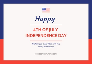 Free  Template: Blue and Red 4th of July Independence Day Card