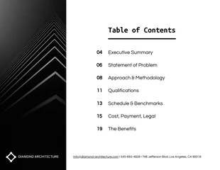 Free  Template: جدول محتويات خطة عمل الهندسة المعمارية البسيطة