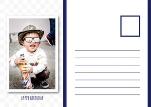 Navy Grey And White Modern Minimalist Gift Birthday Postcard - صفحة 2