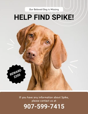 Free  Template: Poster marrone per cani scomparsi