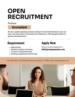 Free  Template: White Minimalist Open Recruitment Flyer