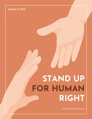 Light Brown Simple Illustration Stand Up For Human Rights Poster