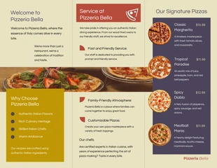 Retro Orange Pizza Reastaurant Tri-fold Brochure - Seite 2