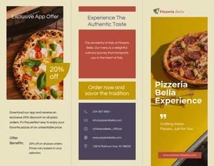 premium  Template: Brochure à trois volets du restaurant de pizza orange rétro