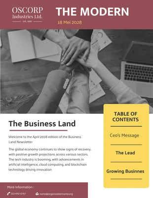 Free  Template: Newsletter Business Land Office