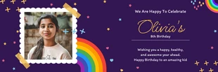 Free  Template: Ilustração roxa e colorida de um banner de felicitações de aniversário